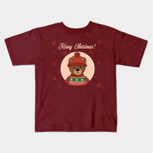 Merry Christmas Teddy Bear Kids T-Shirt